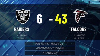 Raiders @ Falcons Game Recap for SUN, NOV 29 - 02:00 PM ET EST