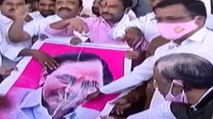 Hyderabad: KCR supporters bathed his pic with milk