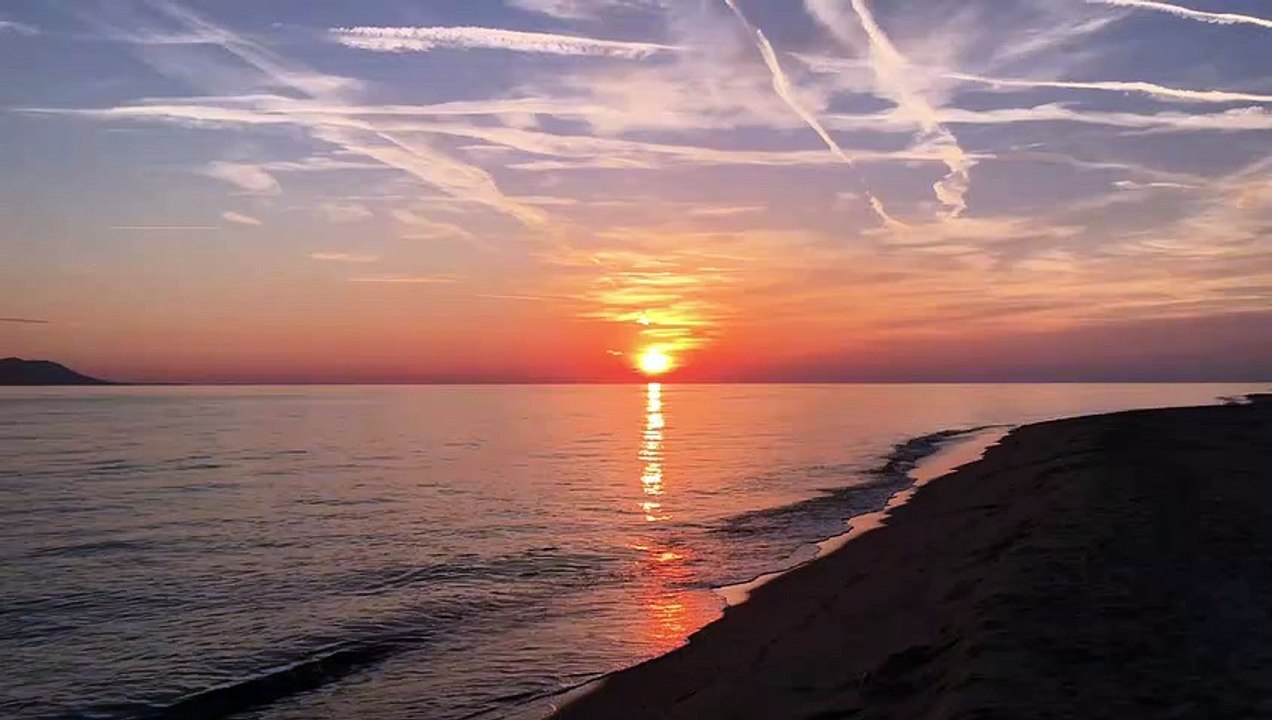 Sunset on a deserted beachnatural beautiful royalty Free Stock no copyright video Free for commercial use dron dron aerial view