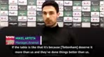 Tottenham deserve to be top of the league - Arteta