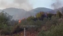 Ora News - Elbasan, zjarri përfshin kodrat e Mëngëlit, flakët pranë reparteve ushtarake