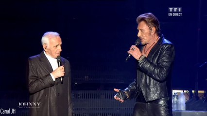 Johnny Hallyday et Charles Aznavour "Sur ma vie" Live à Bercy 15.06.2013