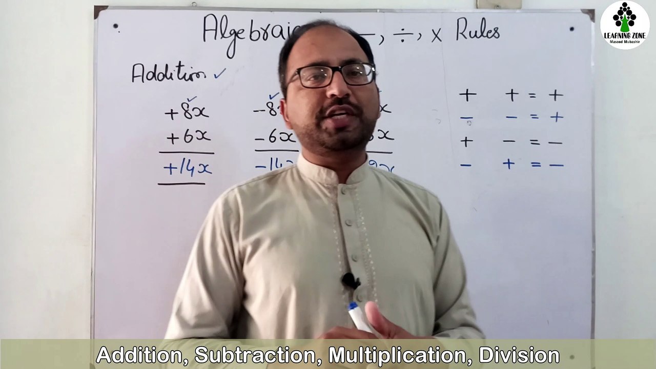 Best and Easy method to learn algebraic plus minus Rules for addition, subtraction, multiplication, division.