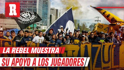 Rebel montó trapo en el entrenamiento de Pumas para mostrar su apoyó y confianza al equipo