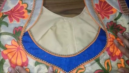 Work Saree Blouse design cutting and stitching back neck