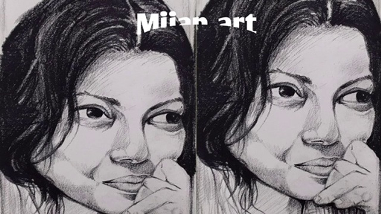 How to draw girl portrait sketch with beautiful hair