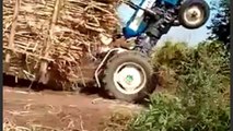 Sugarcane trolly accident | tractor videos a | Tractor accident while leaving sugarcane field.