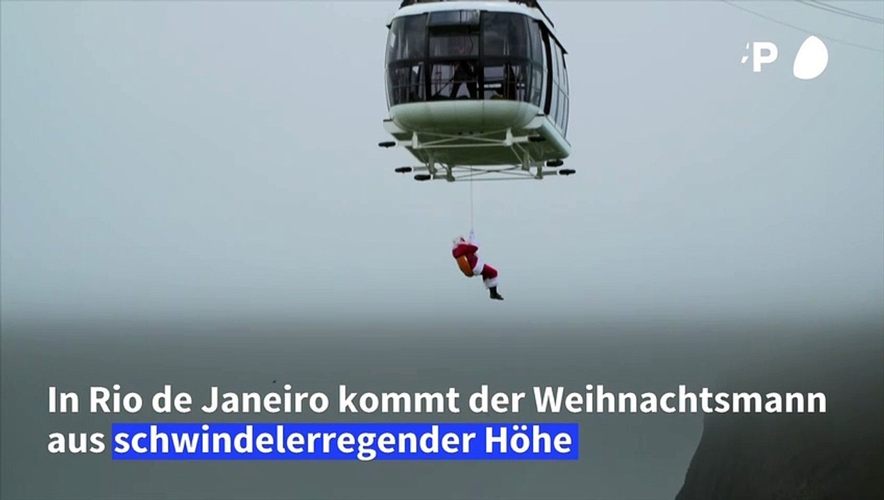 Weihnachtsmann in schwindelerregender höhe