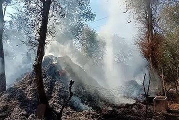 करंट से मचाया तांडव, आग से चारा जला, बाल बाल बचे आधा दर्जन लोग