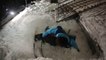 Guy Crashes Into Snowy Ground While Jumping Off Of Handrails