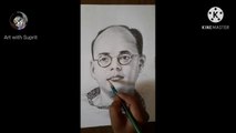 Portrait of Netaji Subhash Chandra Bose | How to Draw Netaji Subhash Chandra Bose