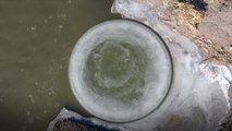 Rare ice disc forms on Inner Mongolia river in China as result of extreme cold