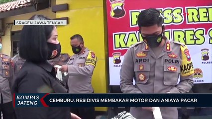 Cemburu, Residivis Bakar Motor Dan Aniaya Pacar