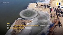 Rare ice disc forms on Inner Mongolia river in China as result of extreme cold