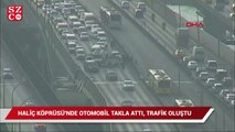 Haliç Köprüsü'nde otomobil takla attı, trafik oluştu!