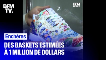 Avec ses motifs floraux et ses incrustations en porcelaine, cette paire de baskets est estimée aux enchères à un million de dollars