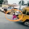 Woman Escapes Unhurt After Being Run Over By A Truck At Tiruchengode