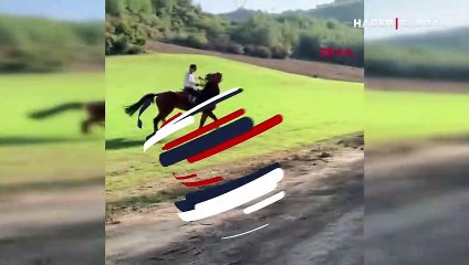 At binmek isteyen genç huysuzlanan attan böyle düştü