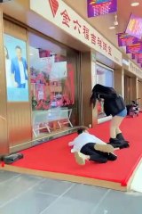 funny boy when he see beautiful girl