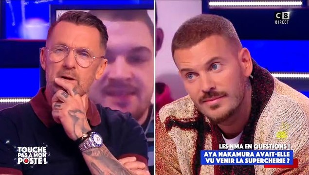 M. Pokora répond à Aya Nakamura qui l'avait dénigré aprè sa victoire aux MTV European music awards. Il était invité sur le plateau de Touche pas à mon poste , sur C8.