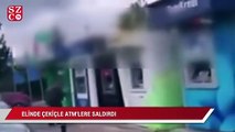 Beykoz'da elindeki çekiçle ATM'lere saldıran şahıs kamerada