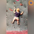 Ce bébé d'un an et demi escalade un mur de plus de deux mètres de haut