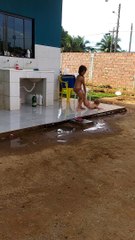 Girl Slides Right Off Slippery Floor