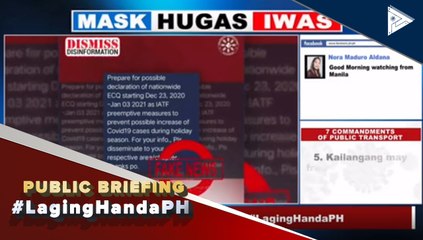 #LagingHanda | Pagdedeklara ng lockdown sa darating na Kapaskuhan, hindi totoo