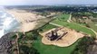 Mahabalipuram Shore Temple on the Bay of Bengal Shoreline - Aerial view