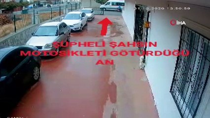 Motosiklet hırsızı güvenlik kamerasına yakalandı