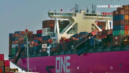 Kargo gemisi fırtınaya yakalandı! 2 bin konteyner devrildi