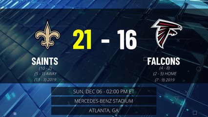 Saints @ Falcons Game Recap for SUN, DEC 06 - 02:00 PM ET EST