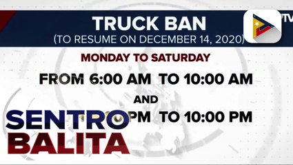 Truck ban sa Metro Manila, balik na simula sa Lunes