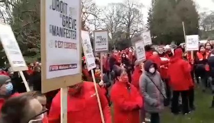 Tournai manif FGTB devant palais justice