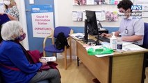 Patient, Anne, recieves coronavirus vaccine at Northampton General Hospital