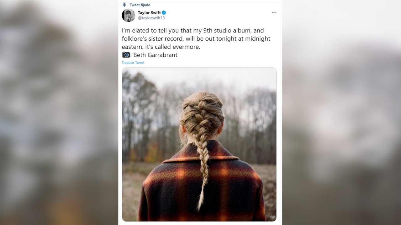 Taylor Swift anuncia nuevo disco sorpresa, 'Evermore'