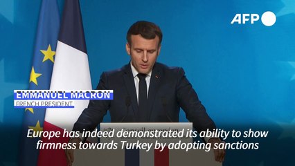 French President Emmanuel Macron hails EU's "firmness" on Turkey