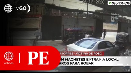 Download Video: Delincuentes con cuchillos y machetes robaron local de lavado de carros | Primera Edición