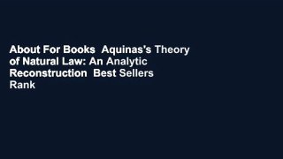 About For Books  Aquinas's Theory of Natural Law: An Analytic Reconstruction  Best Sellers Rank :