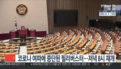 코로나 여파에 중단된 필리버스터…저녁 8시 재개