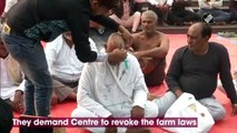 Watch: Farmers tonsure hair to protest against Centre’s farm laws