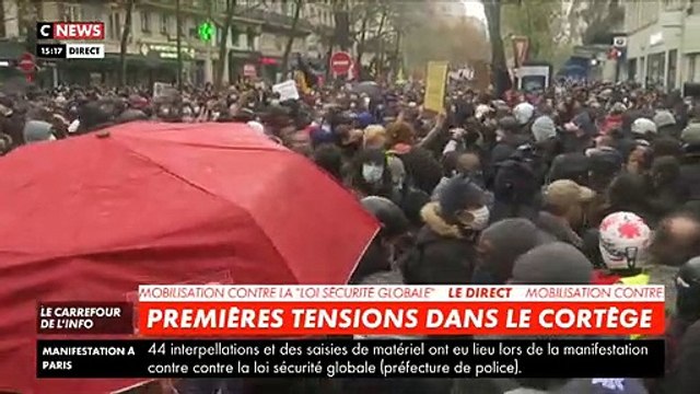 Loi Sécurité Globale : Premiers incidents à Paris le samedi 12 décembre avec des charges des forces l'ordre contre des black bloc en cours de formation