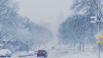 Snowy conditions lead to completely white scene