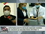 Dip. electo Nicolás Maduro Guerra se coloca vacuna rusa Sputnik-V en tercera fase de ensayos clínicos