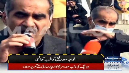 لاہور جلسہ میں خواجہ سعد رفیق کو شدید کھانسی، کھانسی کا شربت پیتے رہے