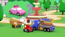 Tiny Trucks - Filming a movie - Kids Animation with Street Vehicles Bulldozer, Excavator & Crane