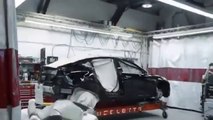 Tesla Model 3 steel _ aluminum body repair with Celette frame machine at Flower Hill Autobody,