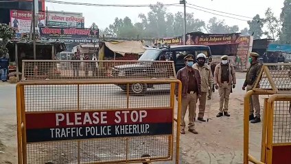 किसानों के प्रदर्शन को लेकर पुलिस ने अस्पताल रोड़ पर बैरिकेडिंग लगाकर बड़े वाहनों को रोका