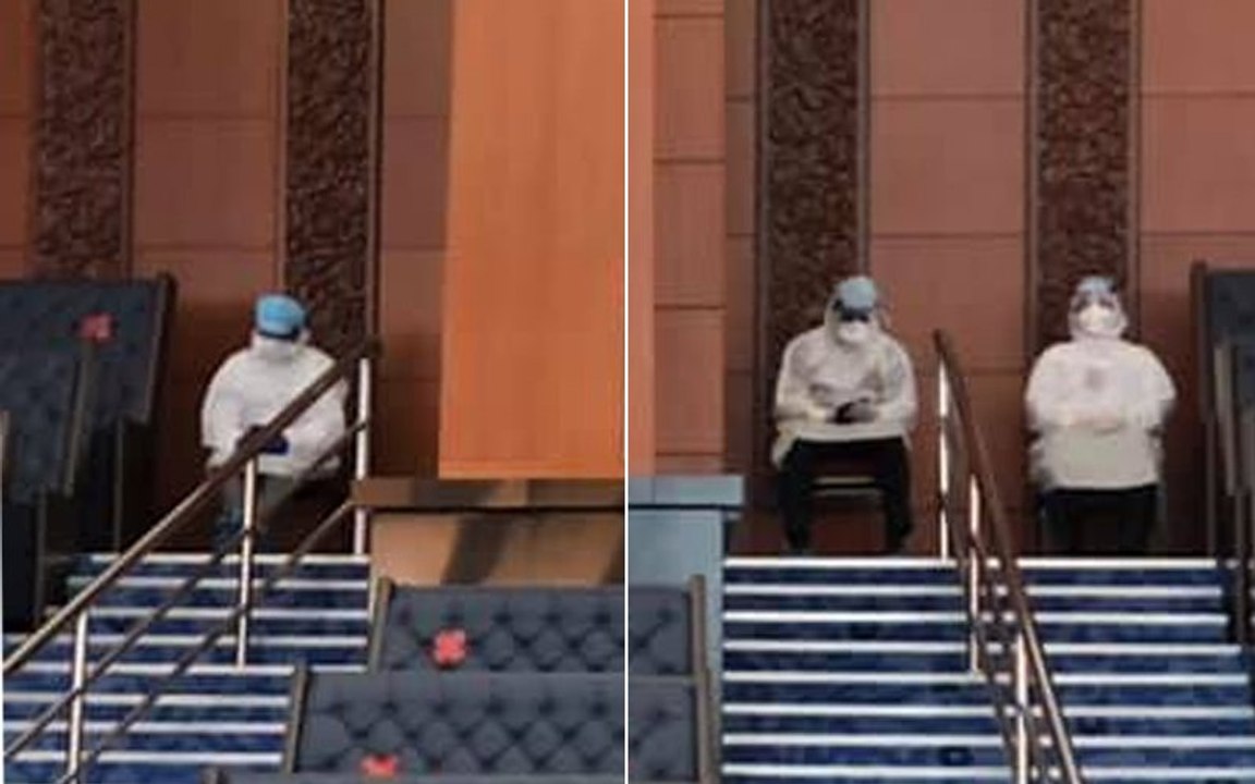 Opposition walkout over PPE-clad MPs