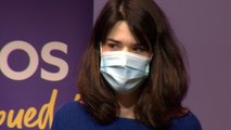 Isa Serra comparece en rueda de prensa desde la sede de Podemos